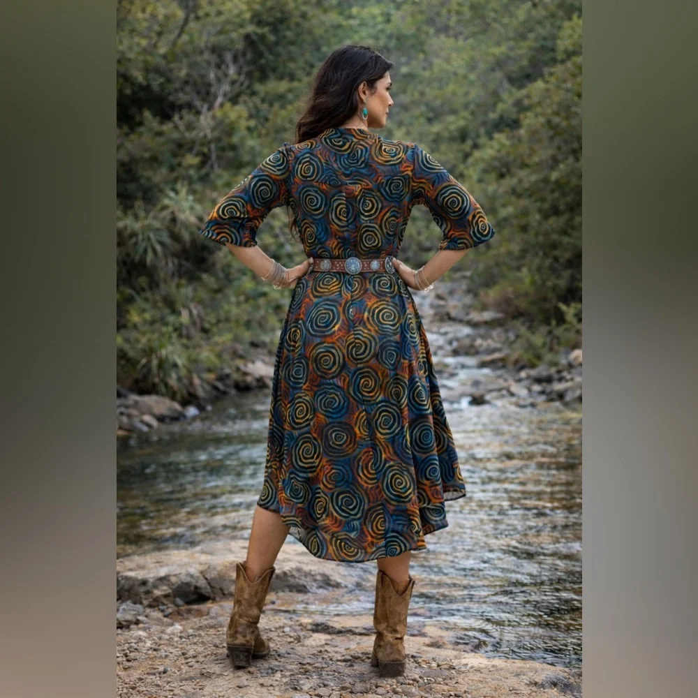 Vibrant Multicolor Asymmetrical Swirl Dress